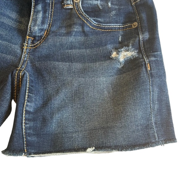 American eagle denim shorts blue Size 0 light distressing super stretch raw edge - Picture 10 of 12